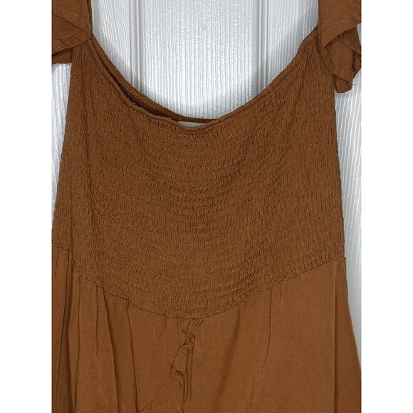 Hot Delicious Size M Brown Rust Off Shoulder Mini Ruffle Dress Beach Coverup - Picture 3 of 7